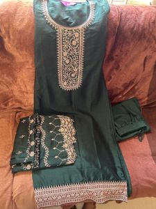 Libas Emerald Green Kurta Set with Dupatta