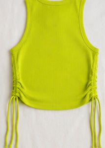 H&amp;M Divided Neon Lime Ruched Ribbed Crop Top