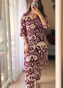 Maroon & Cream Ethnic Print Kurta Set