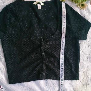H&amp;M Black Broderie Anglaise Crop Top