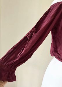 Maroon Off-Shoulder Crop Top