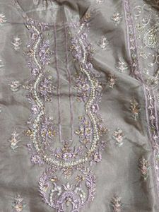 Dusty mauve suit with  embroidery dupatta