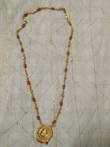 Elegant Gold Chain with Red Beads