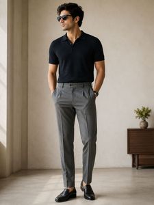 Louis Philippe Men’s Grey Formal Trouser
