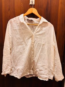 Chic White Embroidered Button-Up Shirt