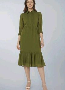 Stylish Olive Green Midi Dress