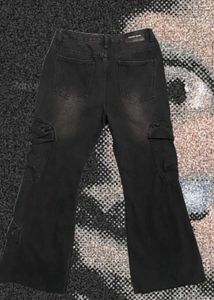 Black Cargo Flare Jeans