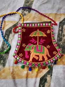 Boho Elephant Embroidered Sling Bag