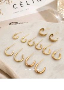 Set of 6 Gold Hoop Earrings