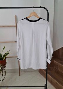 H&amp;M Chic White Blouse with Black Trim