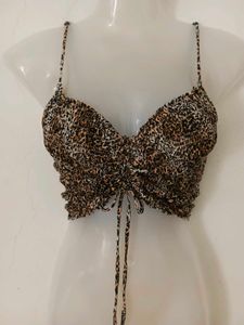Leopard Print Ruched Cami Top