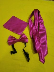 Pink Bow Tie, Sash, and Handkerchief Set for boys