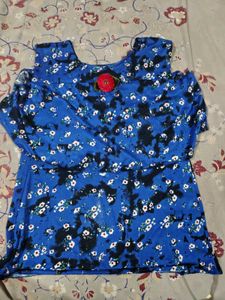 Vibrant Blue Floral Cold Shoulder Top