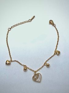 Gold Heart Charm Anklet