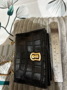 LVL99 Black Croc Embossed Clutch with Gold Chain