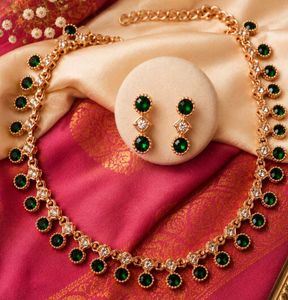 Unused Green Stone Necklace & Earring Set