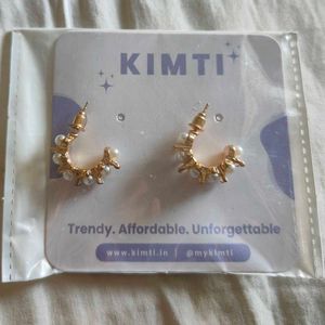 Korean Pearls Studded Half Hoop Earrings