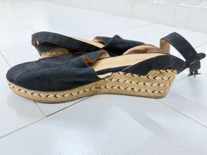 Chic Black Espadrille Wedge Sandals
