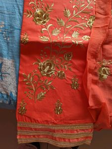 Orange Embroidery Suit Salwar Set With A Tag