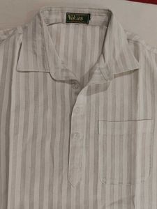 Men's Striped Kurta white n Silver