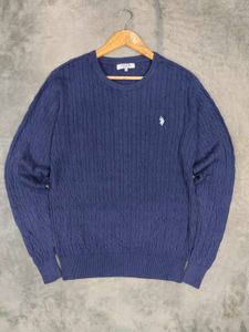 USPA Blue Cable Knit Sweater