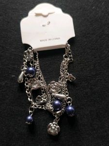 Charm Bracelet with Blue Pearls