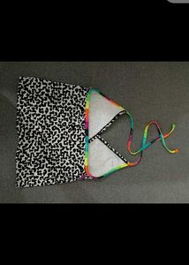 Leopard Print Bikini Top with Rainbow Straps