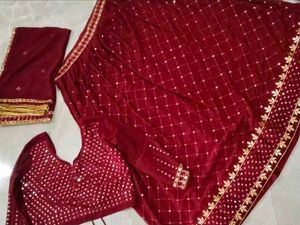 Maroon Sequined Lehenga Choli Set
