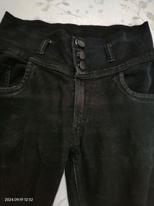 Light Blue &amp; Black High 28 Waist Jeans