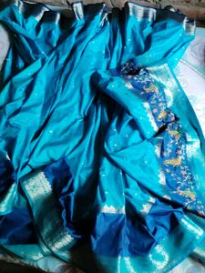 Vibrant Blue Embroidered Saree