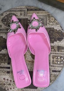 Pink Pointed Toe Heels with Embellishments
