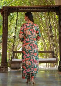 Floral Print Green Kurta Set