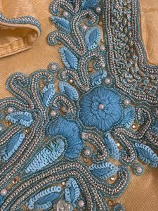 Elegant Yellow Kurta with Blue Embroidery