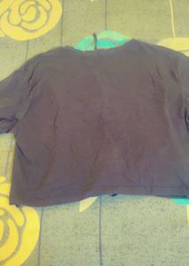 (two tops )Chic Black Tie-Up Crop Tee