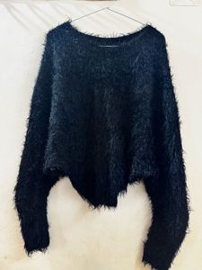 Cozy Black Fuzzy Sweater