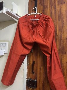 Orange Embroidered Kurta set with dupatta