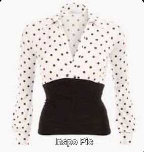 Polka Dot Corset Cinched Waist Blouse Top