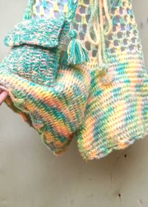Crochet Co-Ord Set With Cellphone Sling Bag