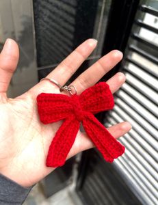 Handmade Crochet Red Bow Keychain🎀