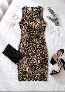 Leopard Print Sleeveless Bodycon Dress