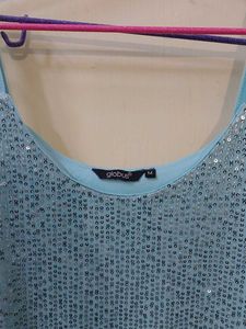 Sparkly Blue Y2K Tank Top