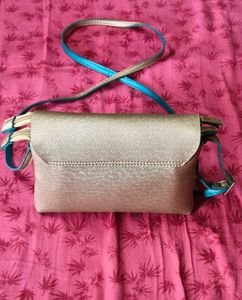 Baggit Chic Gold &amp; Teal Sling Bag