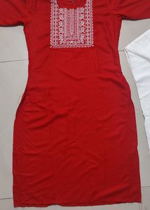 Red Kurta Pant Set