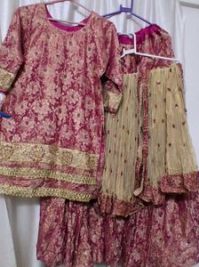 banarsi silk pink garara Set