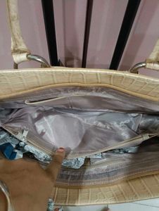 Imported Cream Croc Embossed Handbag