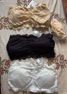 4 Lace Bandeau Bra Set - 3 Colors