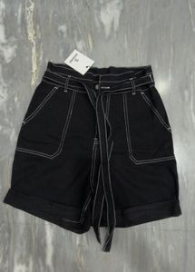 Black Paperbag Waist Shorts