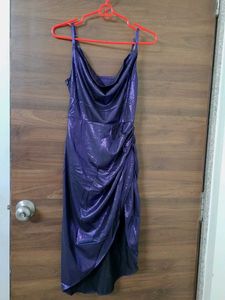 Metallic Ruched Party Dress