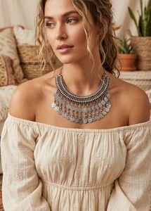New Boho Coin Statement Necklace