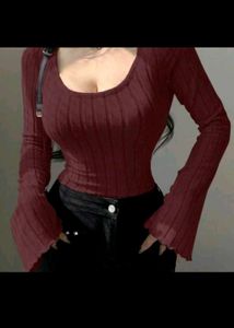 Chic Burgundy Bell Sleeve Top